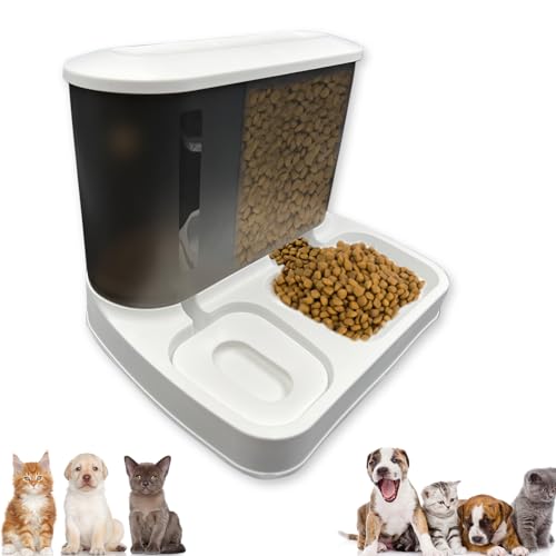 doepeBAE 2-in-1 Automatischer Futter- und Wasserspender für Haustiere,Schwerkraft-Wassernapf Futterspender Katzen Trockenfutter, für kleine und mittelgroße Hunde,Kätzchen (Weiß) von doepeBAE