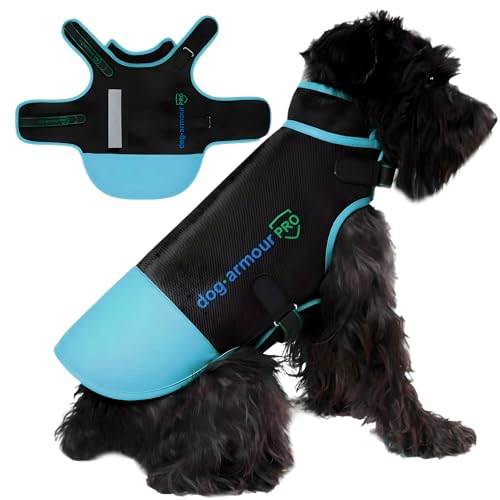 dog armour PRO Schutzweste für Hunde – Schützen Sie Ihr Haustier vor Raptor- und Tierangriffen – verstellbar, erstickungsfrei, wasserdicht, reflektierend (XXS, Blau) von dog armour PRO