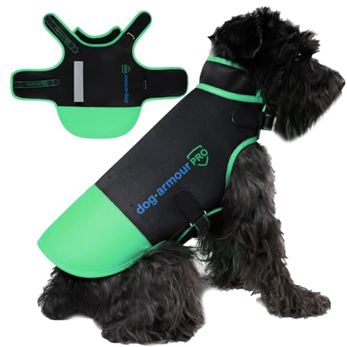 dog armour PRO Schutzweste für Hunde – Schützen Sie Ihr Haustier vor Raptor- und Tierangriffen – verstellbar, erstickungsfrei, wasserdicht, reflektierend (XXS, Grün) von dog armour PRO