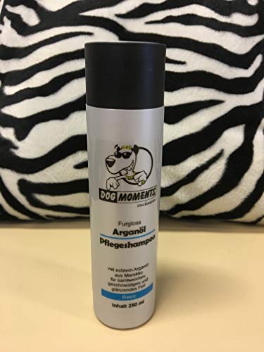 DogMoments Arganöl Pflegeshampoo 250ml für Hunde, Unbekannt Duft, Glänzendes Fell, Hundeshampoo von dog moments