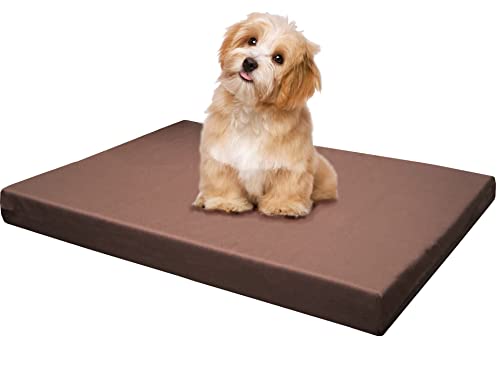 Dogbed4less Hundebett aus Memory-Schaum, Matratze mit wasserdichtem abnehmbarem Bezug, groß, 107 x 71 x 7 cm, Braun von dogbed4less