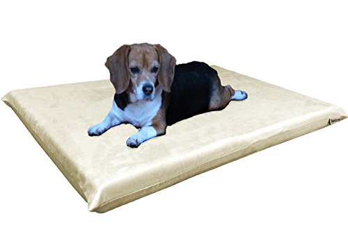 Dogbed4less Hundebett mit Memory-Schaum, Größe XL, für mittelgroße bis große Haustiere, mit wasserdichtem Innenbezug, Microsuede Khaki, 114,4 x 68,6 x 7,6 cm von dogbed4less