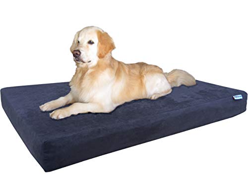 Dogbed4less Jumbo wasserdichtes orthopädisches Hundebett aus Memory-Schaum für große Hunde, waschbarer Wildlederbezug und extra Haustierbett-Hülle, 140 x 119 x 10 cm von dogbed4less