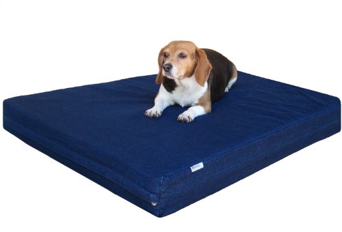 Dogbed4less Orthopädisches, strapazierfähiges Haustierbett mit Gel-infundiertem Memory-Schaum, wasserdichtes Innenfutter, Denim, Blau von dogbed4less