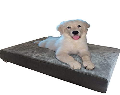 Dogbed4less Orthopädisches Gel-Kühlbett aus Memory-Schaum mit wasserdichtem Futter und externem strapazierfähigem Wildlederbezug für kleine bis mittelgroße Haustiere, 89,9 x 50,8 x 10,2 cm von dogbed4less