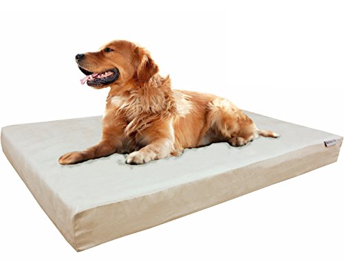 Dogbed4less Orthopädisches Gel-Memory-Foam-Hundebett für große Haustiere, wasserdichtes Futter und strapazierfähiger Khaki-Bezug, Größe XL, 101,6 x 89,9 x 10,2 cm von dogbed4less