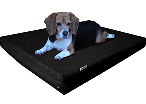 Dogbed4less Orthopädisches Hundebett, mit Gel infundiertem Memory-Schaum, wasserdichtes Futter mit strapazierfähigem, waschbarem schwarzem Canvas-Bezug, 94 x 68 x 10 cm von dogbed4less