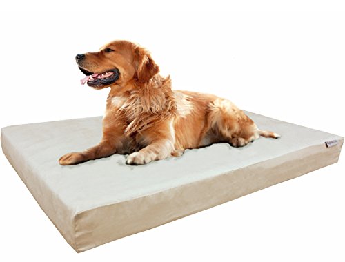 Dogbed4less Orthopädisches Hundebett aus Memory-Schaum, mit waschbarem Wildlederbezug, wasserdichter Hülle und extra Haustierbettbezug, passend für 121,9 x 76,2 cm, Khaki von dogbed4less