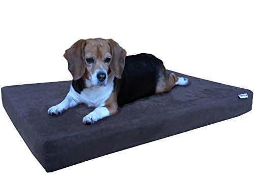 Dogbed4less Orthopädisches Hundebett aus Memory-Schaum für mittelgroße und große Hunde, wasserdichtes Futter mit waschbarem Bezug und extra externer Hülle, passend für 42 x 28 cm, Espresso von dogbed4less