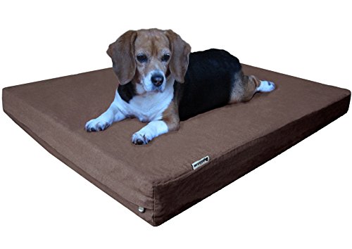 Dogbed4less Orthopädisches Hundebett mit Gel-Memory-Schaum für mittelgroße und große Haustiere, wasserdichtes Futter, strapazierfähiger Denim-brauner Bezug, 104 x 68 x 10 cm, passend für 107 x 71 cm von dogbed4less