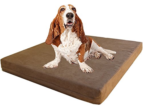 Dogbed4less Orthopädisches Hundebett mit Gel-infundiertem Memory-Schaum und wasserdichtem Futter, Bezug aus Mikroveloursleder, 119 x 74 x 10 cm, passend für 121,9 x 76,2 cm große Käfig von dogbed4less