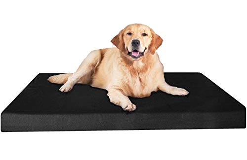 Dogbed4less XXL Orthopädisches Gel-Memory-Foam-Haustierbett mit wasserdichter Innenhülle + 2 waschbaren Canvas-Außenbezügen für große Hunde, passend für 137,2 x 94,2 cm große Hundebox von dogbed4less