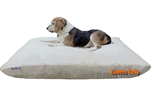 dogbed4less DIY Do it Yourself Pet Kissen Bezüge 2 Pack Bundle – Bettwäsche Pet bett Reißverschluss Externe Abdeckung + Größe, 48"X29" Large, Microsuede in Khaki von dogbed4less