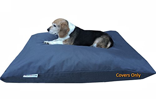 dogbed4less DIY Do it Yourself Pet Kissen Bezüge 2 Pack Bundle – Bettwäsche Pet bett Reißverschluss Externe Abdeckung + Größe, 48"X29" Large, Oxford in Dark Slate von dogbed4less