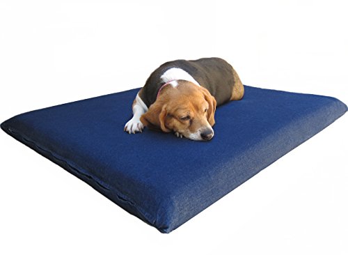 dogbed4less Gel-Memory-Foam-Hundebett für kleine bis mittelgroße und große Haustiere, mit wasserdichtem Innenbezug, Jeansblau, 86 x 68 x 7,6 cm von dogbed4less