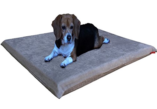 dogbed4less Hundebett aus Memory-Schaum für Kleine Mittlere bis Große Pet, Wasserdicht Liner mit Waschbar Externe Cover – 2 Größen 12 Farben, 1 Pack Large 45"X27"X3", Microsuede Grey von dogbed4less