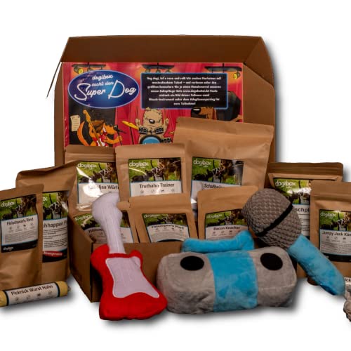 dogibox Hunde-Überraschungsbox mit Plüsch-Spielzeug und Leckerli für Hunde - Made in Germany - Für alle Hundegrößen (Für mittlere Hunde (bis ca. 20 kg)) von dogibox