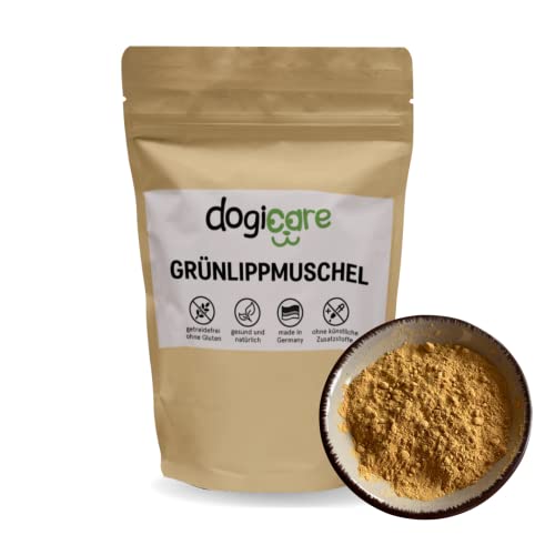 Grünlippmuschelpulver Hund - 100% reines Grünlippmuschelextrakt zur Unterstützung der Gelenke - Neuseeländische Grünlippmuschel als Gelenkpulver für Hunde - Pulver als Futterzusatz hochdosiert von dogicare