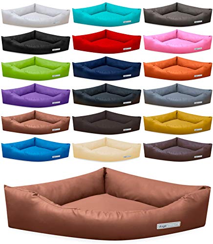 Hundebett Dogs Corner aus Kunstleder M 80 x 80cm Cognac Hundekissen Hundesofa Hundebetten von dogsfavorite