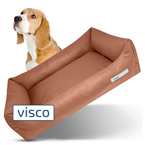 dogsfavorite Hunde-Bett mit Visco-Kissen - waschbares Hundekörbchen - hochwertiges Hundesofa - gelenkschonendes Hundekissen - robuste Hundematte - Cognac - Gr. L - 115 x 85 cm von dogsfavorite