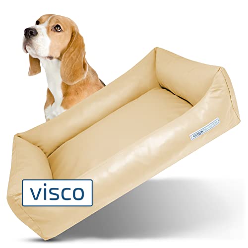 dogsfavorite Hunde-Bett mit Visco-Kissen - waschbares Hundekörbchen - hochwertiges Hundesofa - gelenkschonendes Hundekissen - robuste Hundematte - Creme - Gr. M - 100 x 75 cm von dogsfavorite