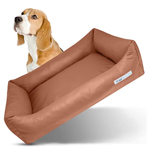 dogsfavorite Hunde-Bett - waschbares Hundekörbchen - hochwertiges Hundesofa - gelenkschonendes Hundekissen - robuste Hundematte - Hundekorb - Cognac - Gr. L 115 x 85 cm von dogsfavorite