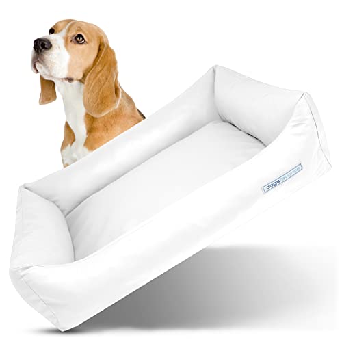 dogsfavorite Hunde-Bett - waschbares Hundekörbchen - hochwertiges Hundesofa - gelenkschonendes Hundekissen - robuste Hundematte - Hundekorb - weiß - Gr. L 115 x 85 cm von dogsfavorite