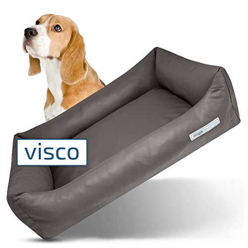 dogsfavorite Hunde-Bett mit Visco-Kissen - waschbares Hundekörbchen - hochwertiges Hundesofa - gelenkschonendes Hundekissen - robuste Hundematte - Taupe - Gr. L - 115 x 85 cm von dogsfavorite