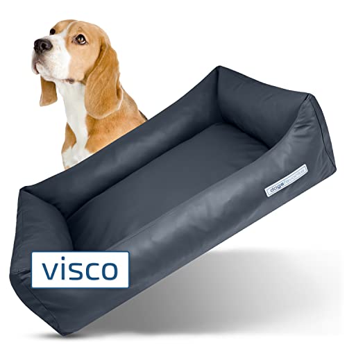 dogsfavorite Hunde-Bett mit Visco-Kissen - waschbares Hundekörbchen - hochwertiges Hundesofa - gelenkschonendes Hundekissen - robuste Hundematte - dunkelgrau - Gr. S - 80 x 60 cm von dogsfavorite