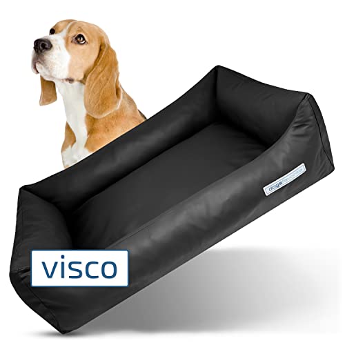 dogsfavorite Hunde-Bett mit Visco-Kissen - waschbares Hundekörbchen - hochwertiges Hundesofa - gelenkschonendes Hundekissen - robuste Hundematte - schwarz - Gr. S - 80 x 60 cm von dogsfavorite