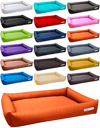 dogsfavorite Hundebett Starter aus Kunstleder orange Gr. L 110 x 80cm Hundekissen Hundesofa Hundebetten von dogsfavorite