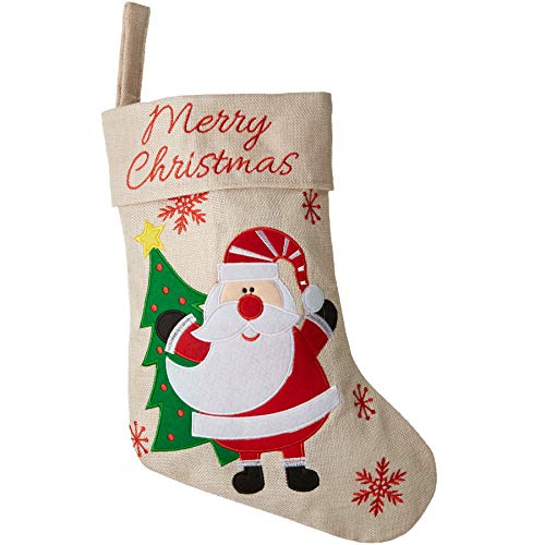 dressforfun 303316 Nikolausstiefel in Jute Optik mit Weihnachtsmann Motiv, ca. 26 x 36,5 cm von dressforfun