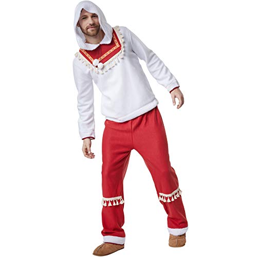 dressforfun 900528 - Herrenkostüm einfallsreicher Eskimo, Zweiteiliges Eskimokostüm in Rot und Weiß (L | Nr. 302647) von dressforfun