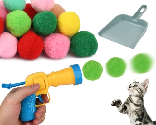 ds. distinctive style Cat Balls Toy Gun, Launchers Set With 50 Pom Pom Balls With Toy Shovel & 2 Ball Shooters, Cat Enrichment Toys For Indoor Cat, Interactive Cat Toy Ball von ds. distinctive style