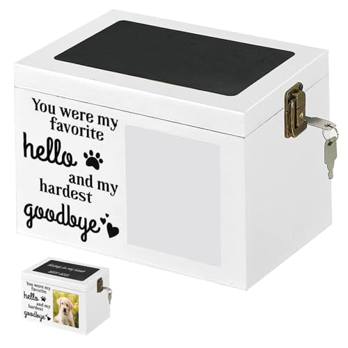 dsbdrki Gedenkhunde Begräbnisstier Urne, Haustierurne mit Fotorahmen, Gedenkstapfen -Andenken Urne Cremation Urne Lost Pet Memorial Geschenk weiß von dsbdrki