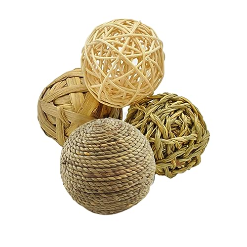 dsbdrki Sepak Takraw Ball Haustier Spiel Grasball Rattan Kaut Spielzeug Kaninchen Gras -Ball Spaß Kauen zahler Spielzeug für Kaninchen Meerschweinchen Rennmäuse 4 Stücke von dsbdrki