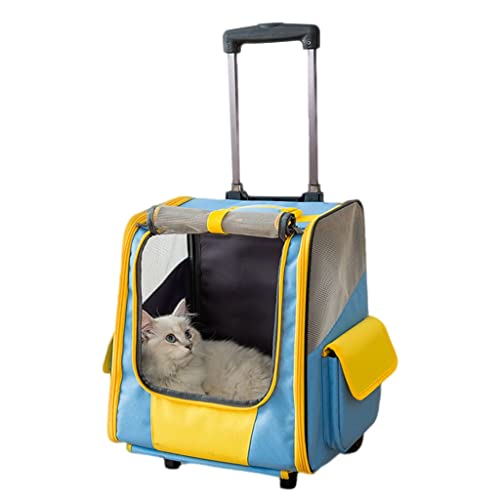 Katzentrage-Rucksäcke mit Rädern, Haustier-Rucksack, Transportbox für Reisen, Premium-weiche Transportbox für kleine Hunde, atmungsaktiv, für Hunde, Kinderwagen, Katzenwagen von dsmsdre