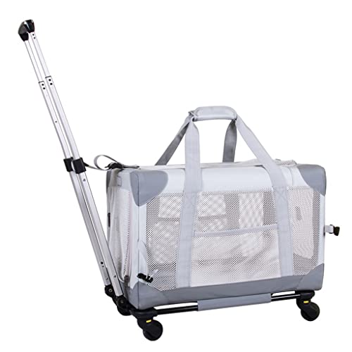 Roller Katze/Hund Reisetragetasche, Haustier-Trolley, Hundewagen für kleine Hunde/Katzen, Transport, Reisebox, abnehmbare Trolley-Tasche, tragbarer Autositz, Welpe (grau a) von dsmsdre