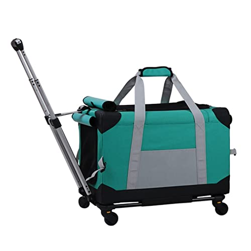 Roller Katze/Hund Reisetragetasche, Haustier-Trolley, Hundewagen für kleine Hunde/Katzen, Transport, Reisebox, abnehmbare Trolley-Tasche, tragbarer Autositz, Welpe (grün) von dsmsdre