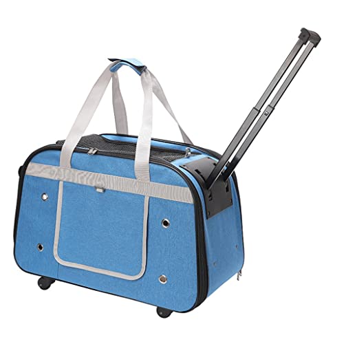 Weiche, tragbare Tasche für Haustier-Kinderwagen, Katzen- und Hunde-Reiseträger, Haustier-Trolley, Hundewagen-Transport, Reisebox, Haustier-Transportbox mit Rädern (blau) von dsmsdre