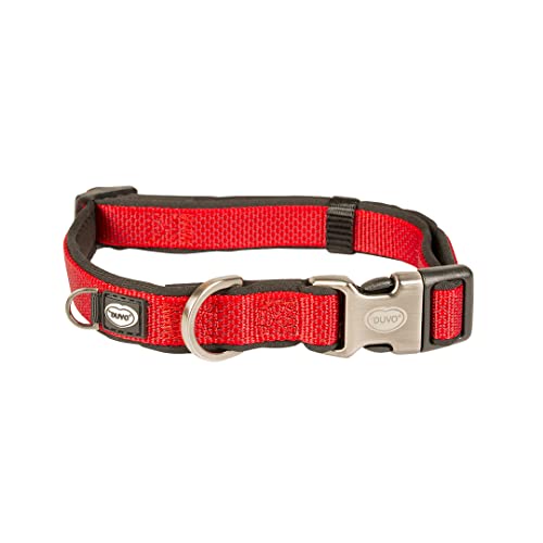 duvoplus, Ga me Explor North, bequemes und zeitgenössisches Hundehalsband, Größe 40-65 cm/25 mm, Rot, ideal für Spaziergänge und abenteuerliche Expeditionen von Duvoplus