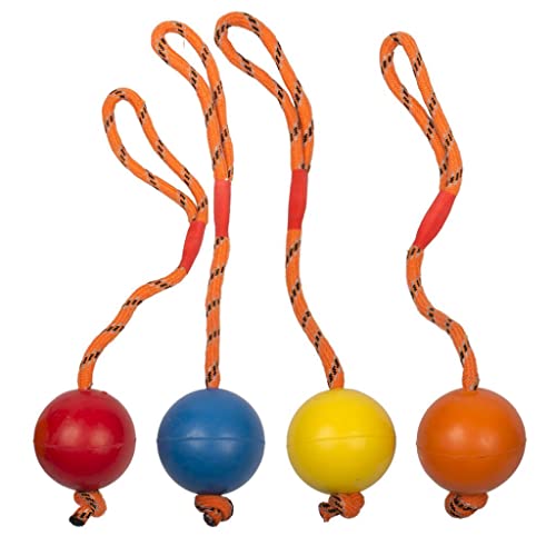 duvoplus, Gummiball mit Seil Mix 30 cm – Ø 6 cm gemischte Farben, Spielzeug, Hund von Duvoplus