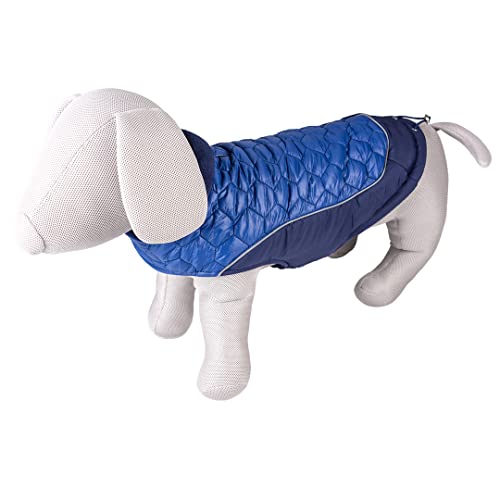 duvoplus, Hundejacke Hi Vis Quilt M – 50 cm blau, modisches Design, 100% Polyester, vollständig gepolstert, wasserdicht, reflektierende Streifen, leicht anzuziehen, Klettbänder von Duvoplus