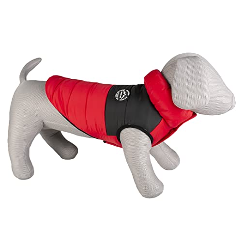 duvoplus, Puffer Hundejacke L – 60 cm rot/schwarz, modisches Design, gepolstert, spritzwassergeschützt, leicht anzuziehen durch Klettband, erhältlich in verschiedenen Größen von Duvoplus