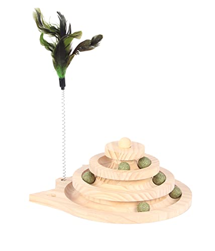 duvoplus, Spin 'n Play Katzenspielzeug, 26 x 26 x 13,5 cm, Holzfarben, Spielzeug, Farbe Holz, Katze von Duvoplus