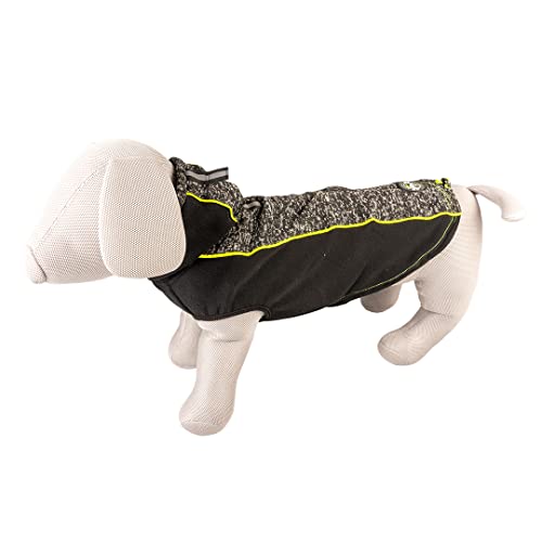duvoplus, Sporty XL Hundepullover, 70 cm, Schwarz, modisches Design, 100% Polyester, mit Kapuze, sehr leicht anzuziehen Dank Klettband, reflektierende Streifen auf der Rückseite von Duvoplus