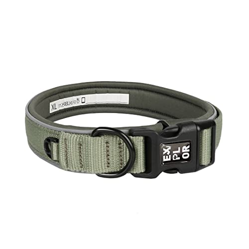 duvoplus, Ultimate Fit Comfy Classic Wide Collar with Reflective Sewing Tapes, Size XL - 52-61cm, Undercover Green, for Dogs, Resistant Materials, Quick Drying von Duvoplus