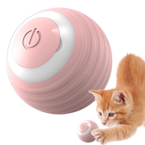 dzqad Electric Cat Ball, Smart Cat Toy Ball, Wiederaufladbare automatische aktive Kugel, Intelligente Hindernisvermeidung, Leuchten von Haustier -Übungsspielzeug für Innenspiele von dzqad