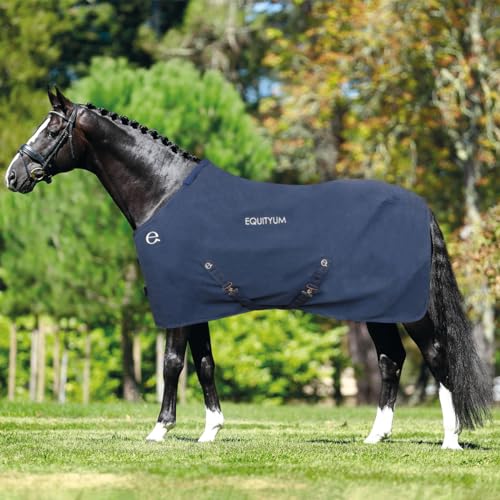 Equityum Karyn Decke aus Baumwolle, hochwertig verarbeitet, schützt das Pferd vor Temperaturschwankungen (128 cm, Blau) von e EQUITYUM