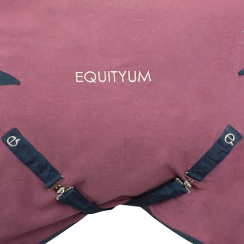 Equityum Leilah Baumwolldecke, schützt das Pferd vor Temperaturschwankungen (155 cm, Blau/Braun) von e EQUITYUM